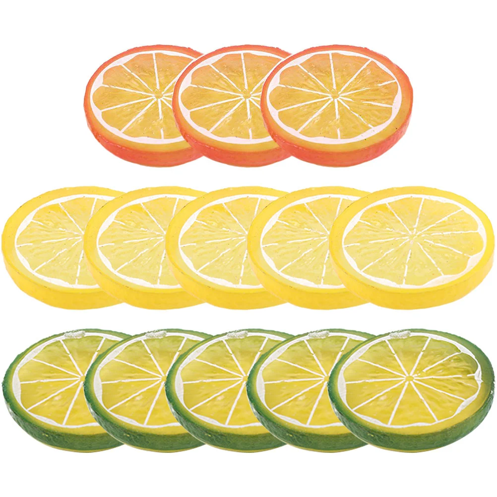 

13 Pcs Lime Plastic Fruits Slices Decoration Wedding Props Fake Lemons Simulation Lifelike Inflatable Blocks Limes Decors