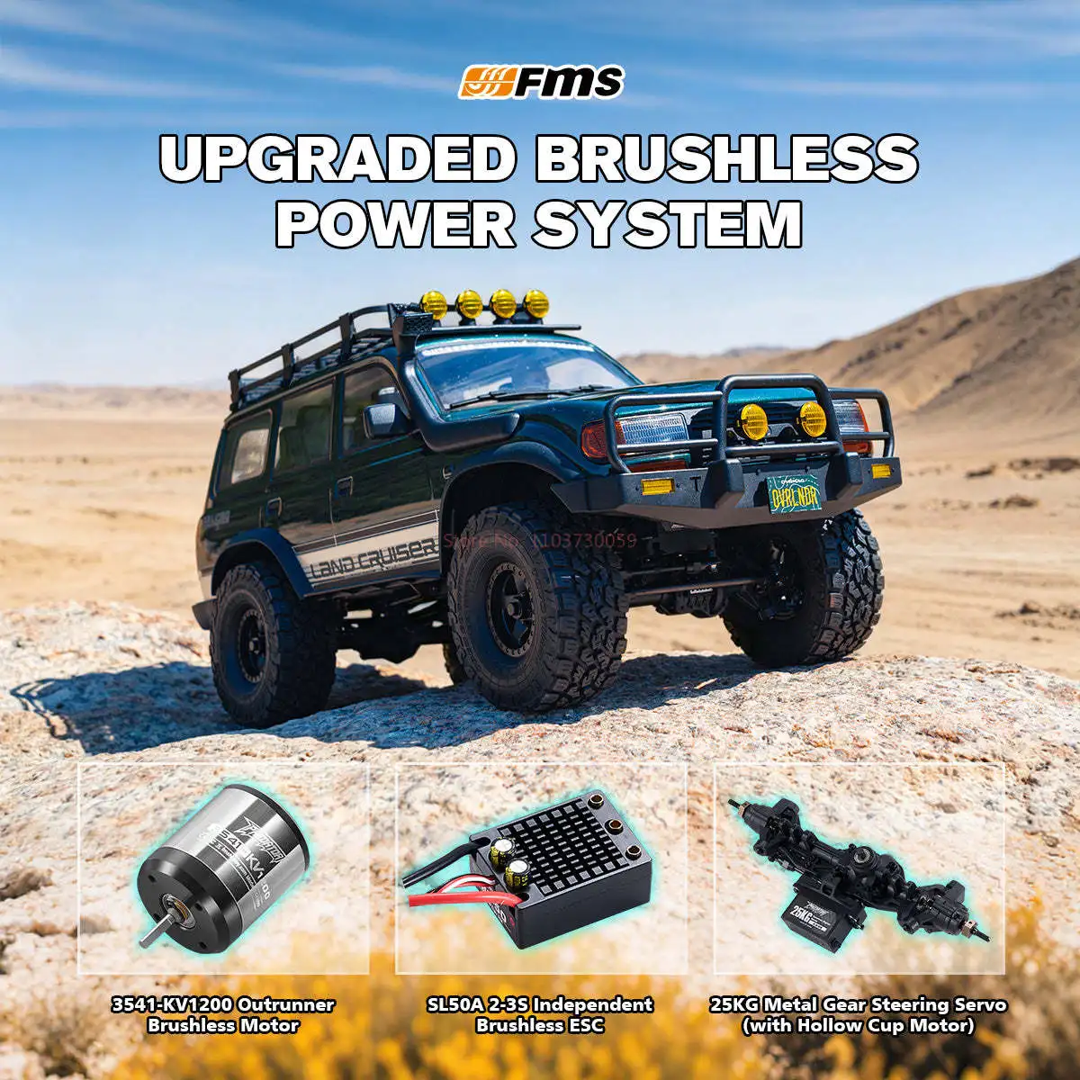 Радиоуправляемый внедорожник Fms Land Cruiser Fcx10 Lc80 Green Brushless Edition 3541 с мотором, полноприводный, для бездорожья и скалолазания (art.: 3920da588b2ed) - 3920da588b2ed