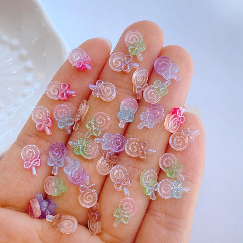 

200pcs New Cute Mini Mixed Bowknot lollipop Nail Rhinestones Gems Glitter Nail Ornament Jewelry Making Hairwear Accessories