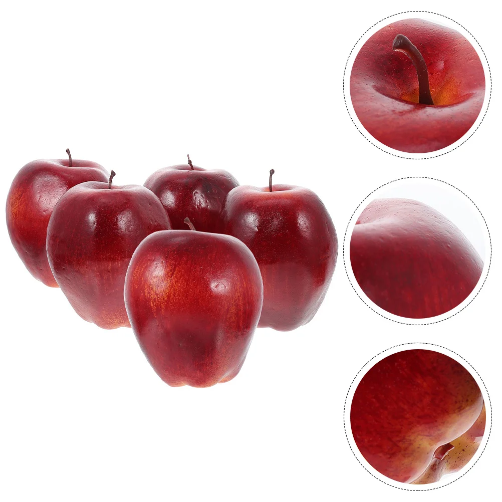 

5 Pcs Simulation Red Snake Fruit Model Apples Foams Artificial Fruits Decor Table Decorations Delicious Photo Prop