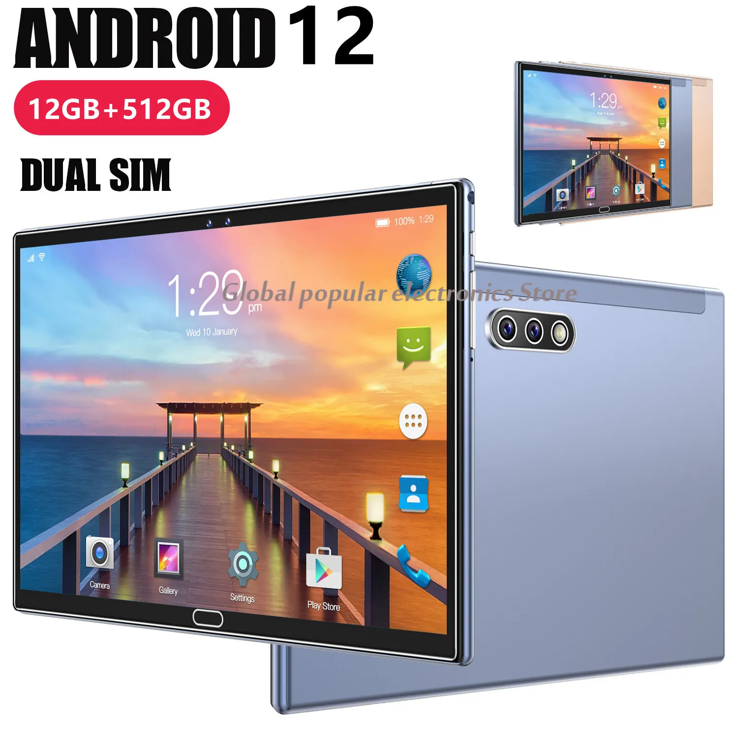 

2023 Gobal Version Android Tablet Pc 10.1 Inch Android 12 12GB 512GB Deca Core Google Play WPS 5G WIFI Bluetooth Hot Sale Laptop