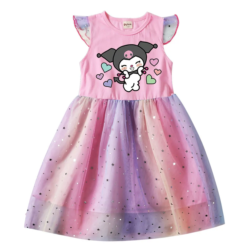 

2023 Girls Dresses kuromi for Children Baby Kids Dress Short Sleeve Princess Dress Spring Summer Birthday Party Vestidos