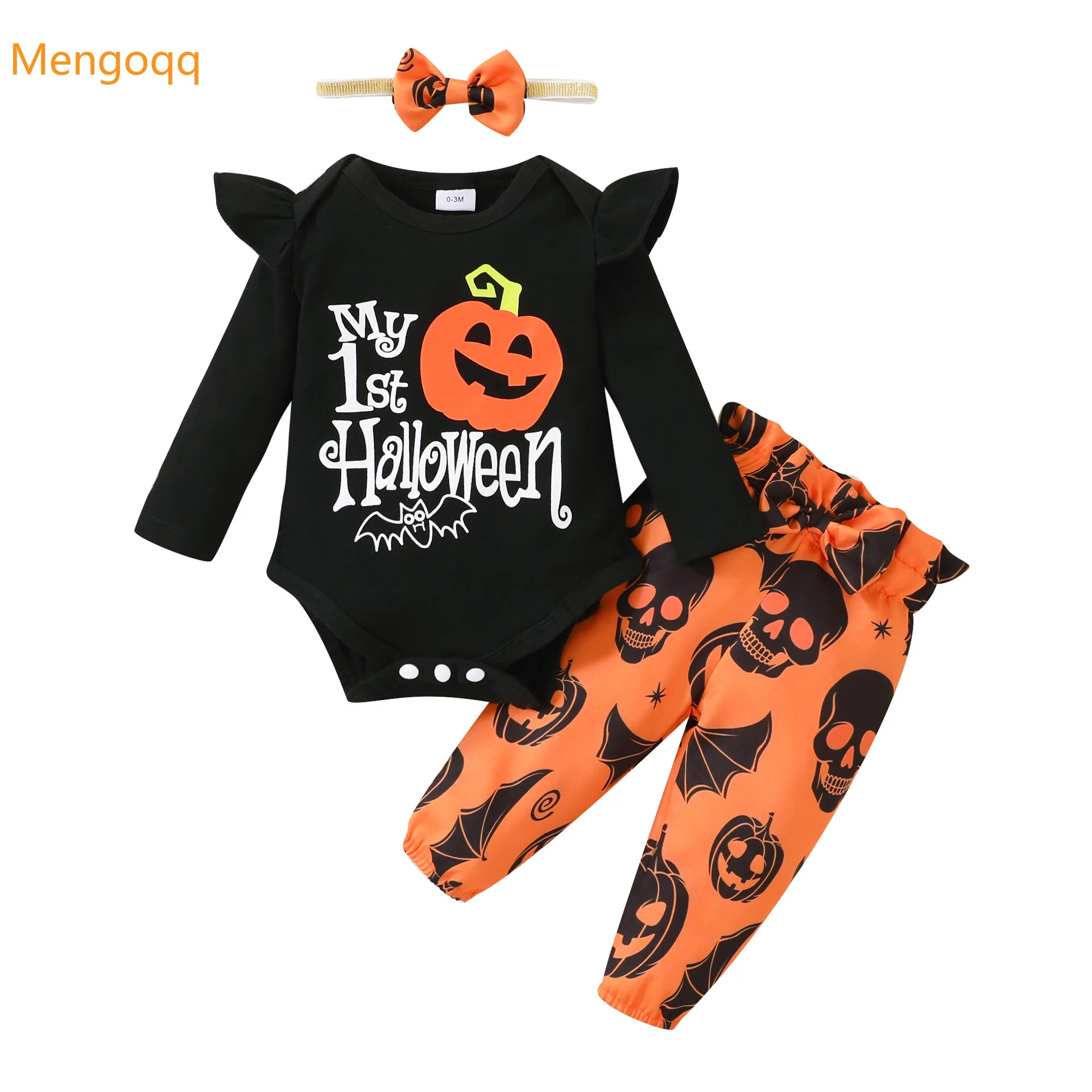 

3 шт., Детский комбинезон с принтом «Тыква», на возраст 0-12 месяцев