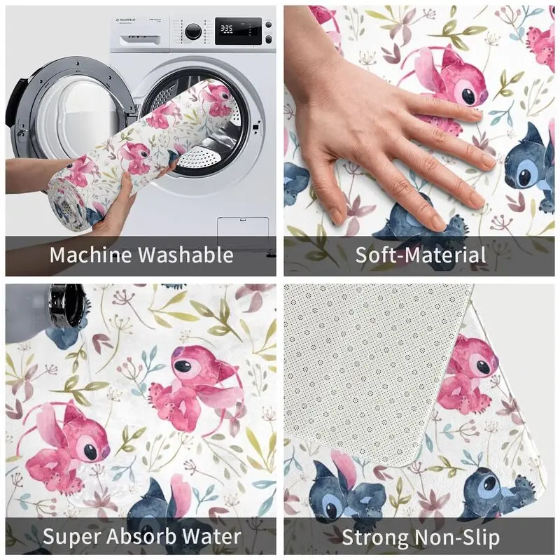 Пользовательский коврик Lilo Stitch с тропическим цветочным принтом на белом коврике