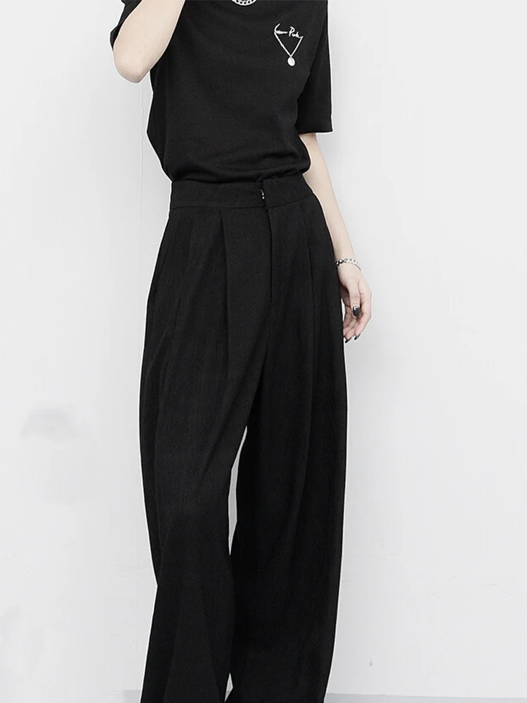 

Casual Black Wide Leg Women's Pant suit Baggy Classic Pants Vintage Palazzo Office Elegant Trouser Female Work High Waist Pants