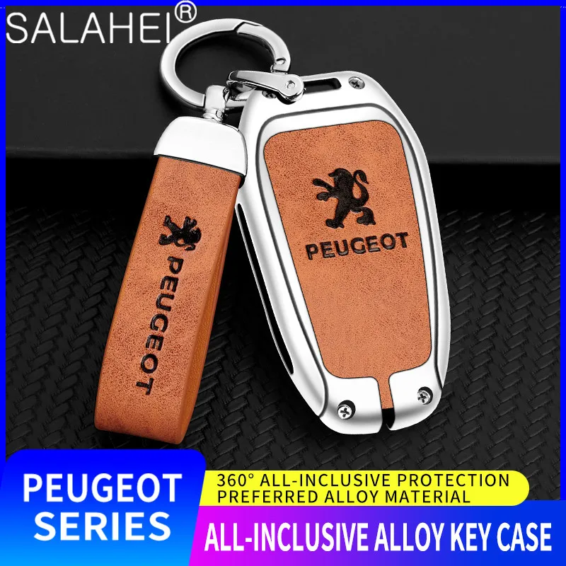 

Zinc Alloy Leather Car Key Case Cover For Peugeot 3008 4008 5008 208 DS3 Auto Smart Remote Key Shell Styling Accessorie Keychain