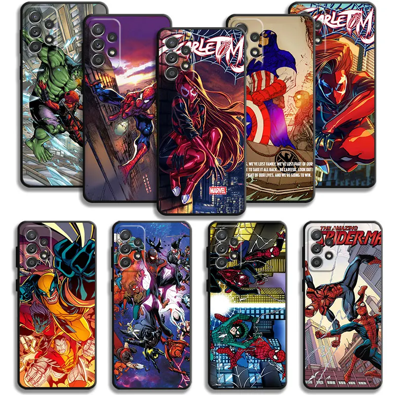 Чехол для телефона Marvel Человек-паук Капитан Америка для Samsung Galaxy A14 A73 A53 A71 A51 A31 A33 A22 A12 A21s A13 A32 A52s A72 A52 A23