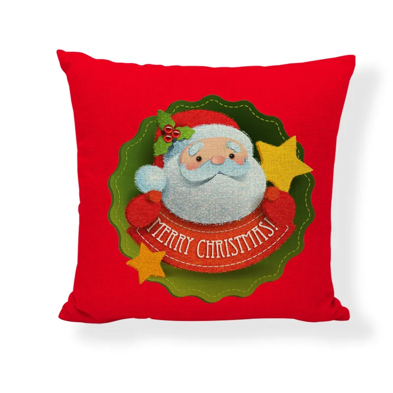 

2022 Fashion Christmas Linen Pillowcase Red Series Santa Claus Pillow His Sofa Decoration Pillowcase