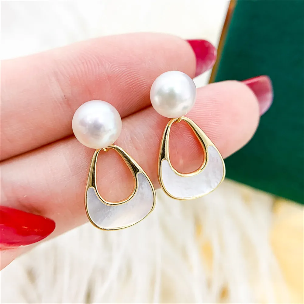 

DIY pearl earrings accessories S925 sterling silver jewelry exaggerated gorgeous earrings female empty holder Fit 5-8mm beads