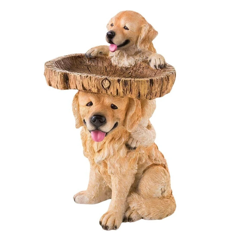 

2022 New Playful Garden Dog Statues Puppies Birdbath Polyresin Outdoor Bird Bath Home Yard Animal Sculptures Ornaments