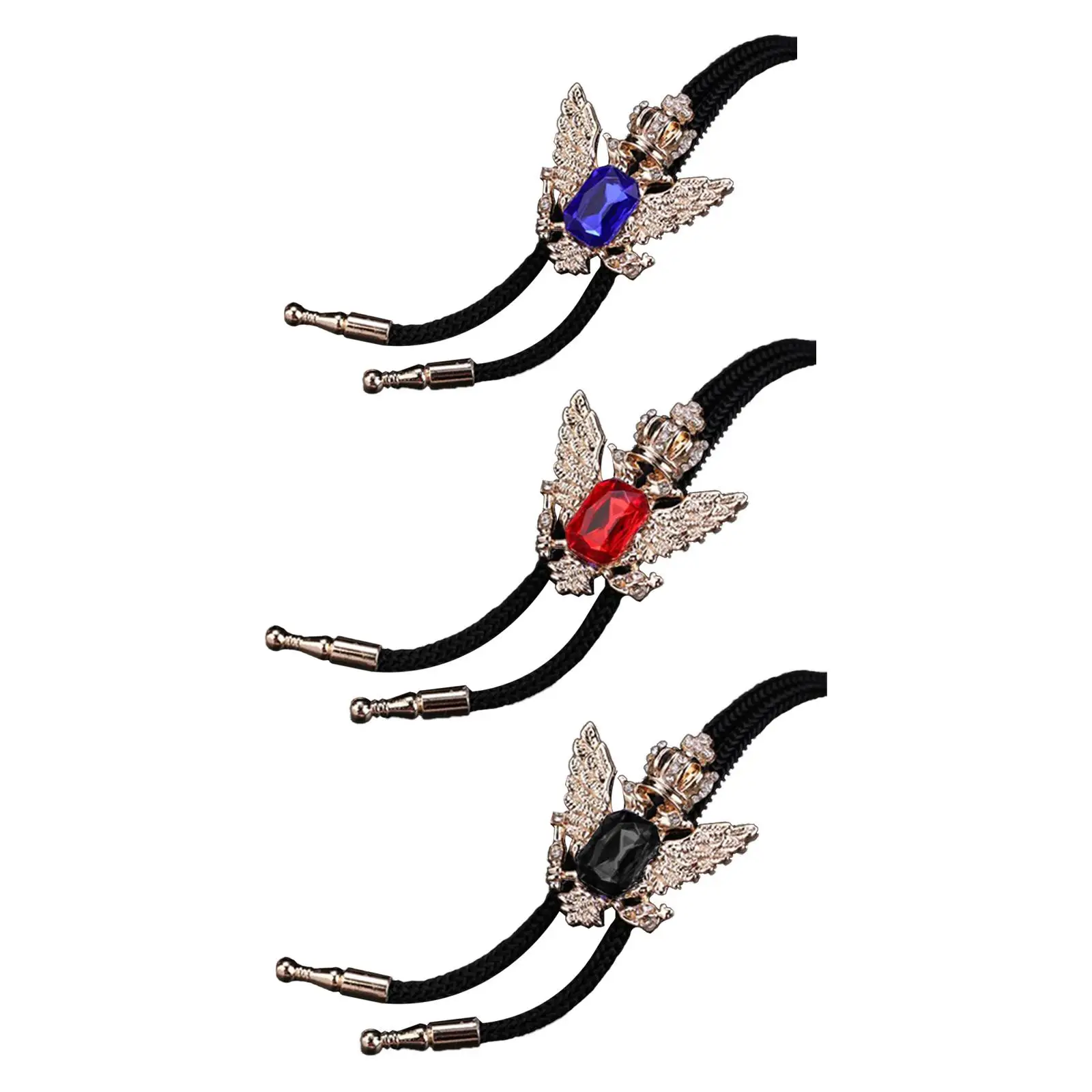 

Double Headed Eagle Rhinestone Pendant Bolo Tie, Unisex , Slide Pendant to Adjust Necktie Length Classical Totem Trendy Style