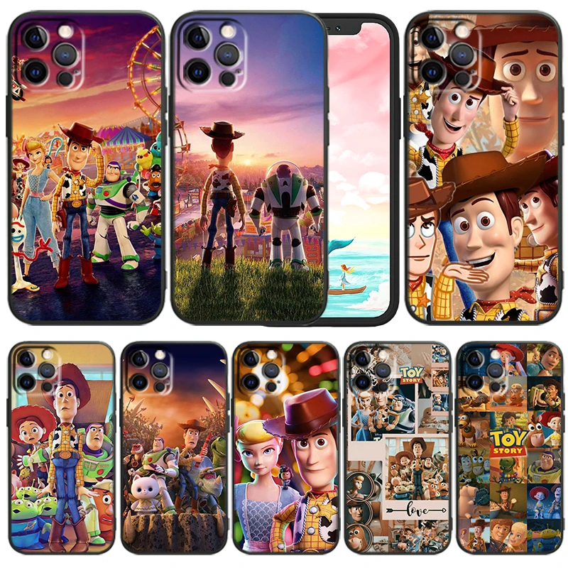 

Disney Toy Story Cartoon Phone Case For iPhone 14 13 12 Mini 11 XS Pro Max X XR 8 7 6 Plus 5 SE 2020 Black Funda TPU Cover