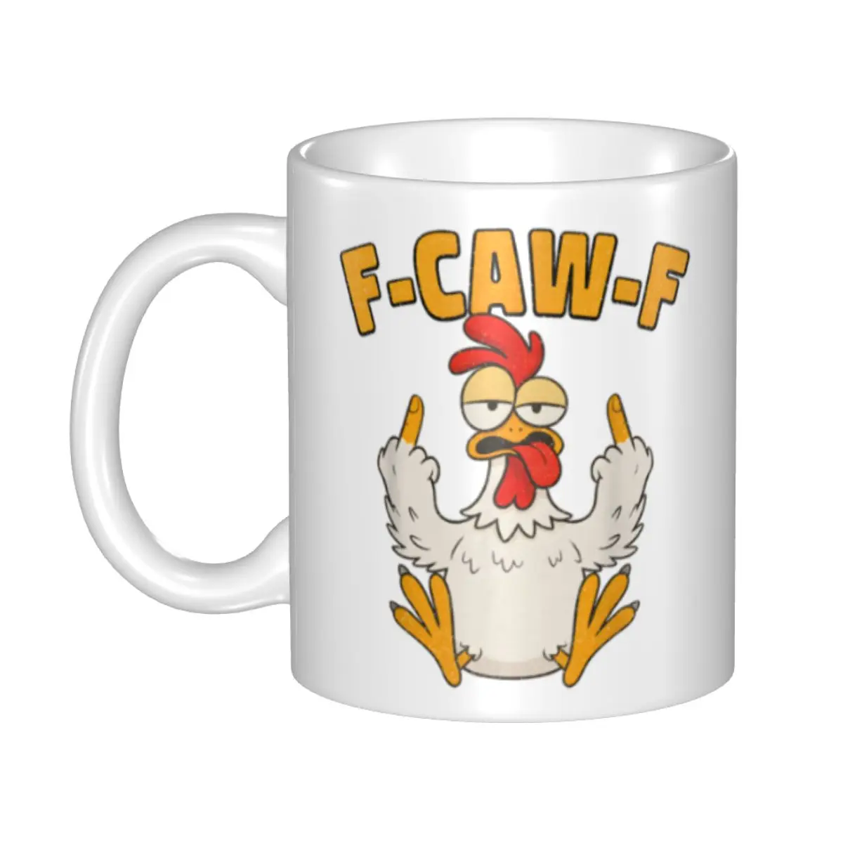 Фото Забавная керамическая кружка FCAWF с надписью F-Caw-F Chicken, персонализированная кофейная кружка, креативный подарок №5