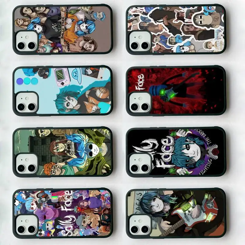 

sally face Phone Case Silicone PC+TPU Case for iPhone 11 12 13 Pro Max 8 7 6 Plus X SE XR Hard Fundas
