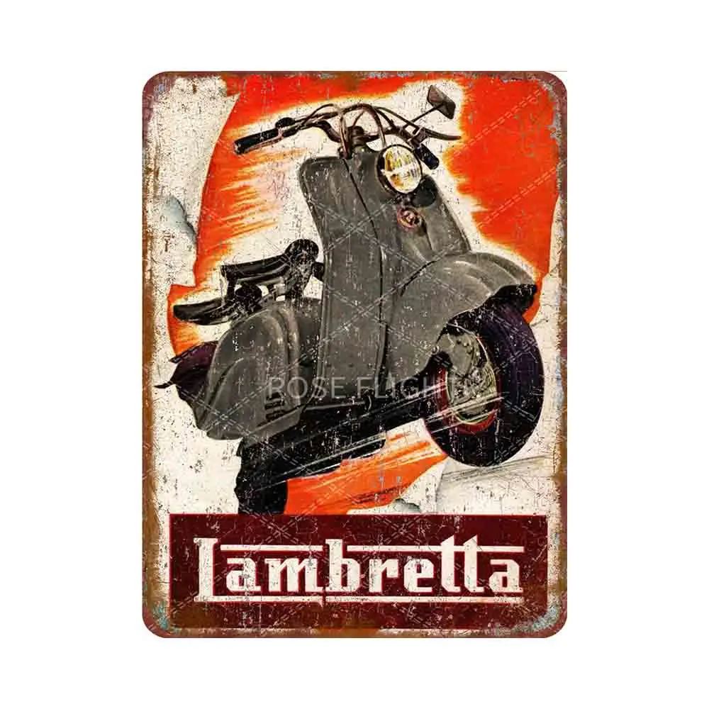 Металлическая Оловянная вывеска для мотоцикла lampretta Постер в стиле ретро