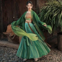chinese traditional embroidery hanfu women cosplay robe dance set fairy costume clothing girls plain han dynasty dress