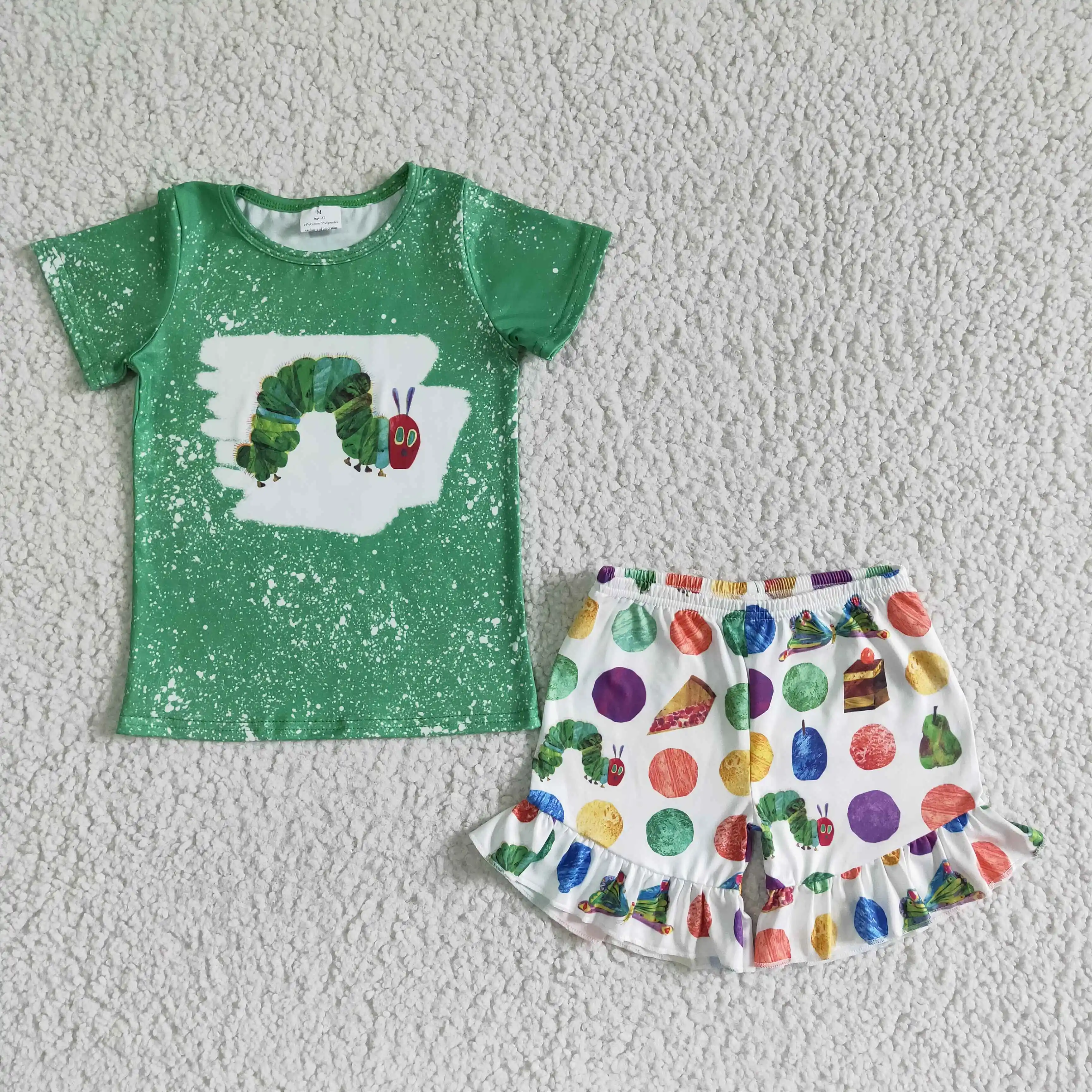 

Лидер продаж, детские шорты RTS NO MOQ, комплект из 2 предметов, летняя одежда для малышей, костюмы, необычные детские зеленые наряды