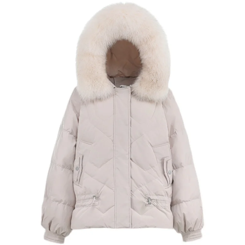 New Women Fox Fur Collar Down Jacket Casual Style Autumn Winter Coats And Parkas Female Outwear