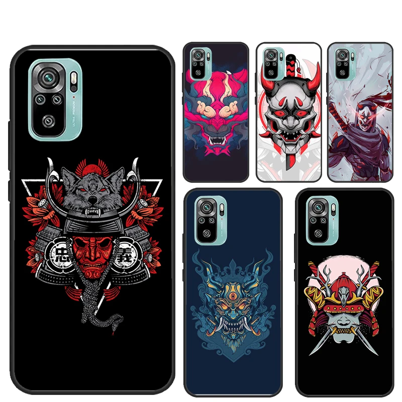 Фото Маска Samurai Oni Funda для Xiaomi Redmi Note 13 14 Pro 12 11 9 10 9S 10S 11S 12S Redmi 14C 10C 12C 13C Case №1