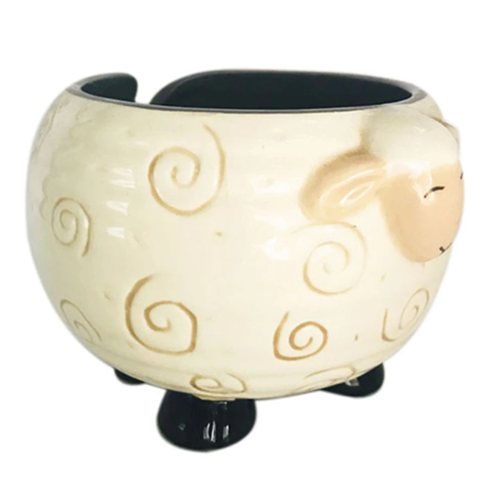 

Ceramic Cute Wool Bowl,Storage Box with Sheep Shape,Wool Knitted Crocheted Holder,Handmade Knitting Sewing Supplies
