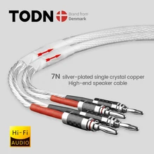 TODN One Pair HIFI Silver-plated Speaker Cable High-end 7N OCC Speaker Wire For Hi-fi Systems Y Plug Banana plug Speaker Cable