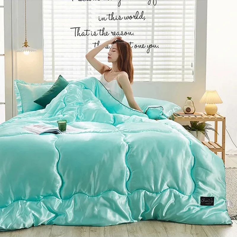 Летнее тонкое одеяло WOSTAR плед для сна Крутое атласное покрывало из