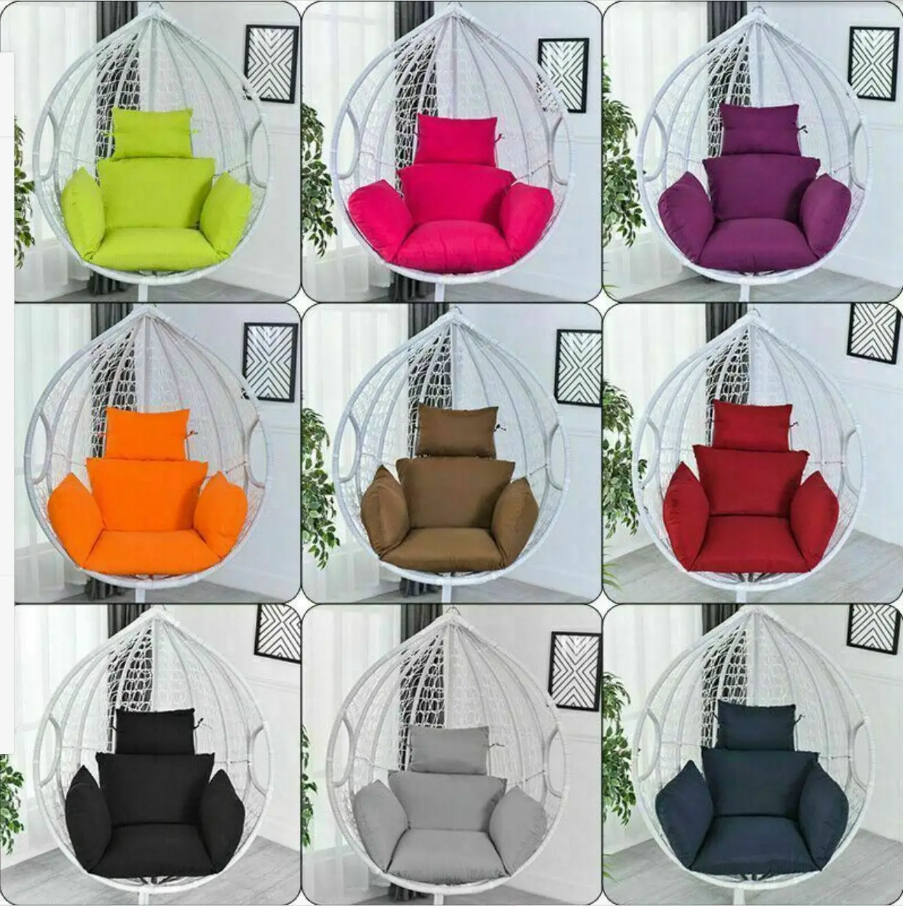 Swing Chair Cushion Cover Soft Saucer Chair Hanging Basket Rattan Chair Seat Pad Cover Hammock Rest Cushion Cover (no chair)