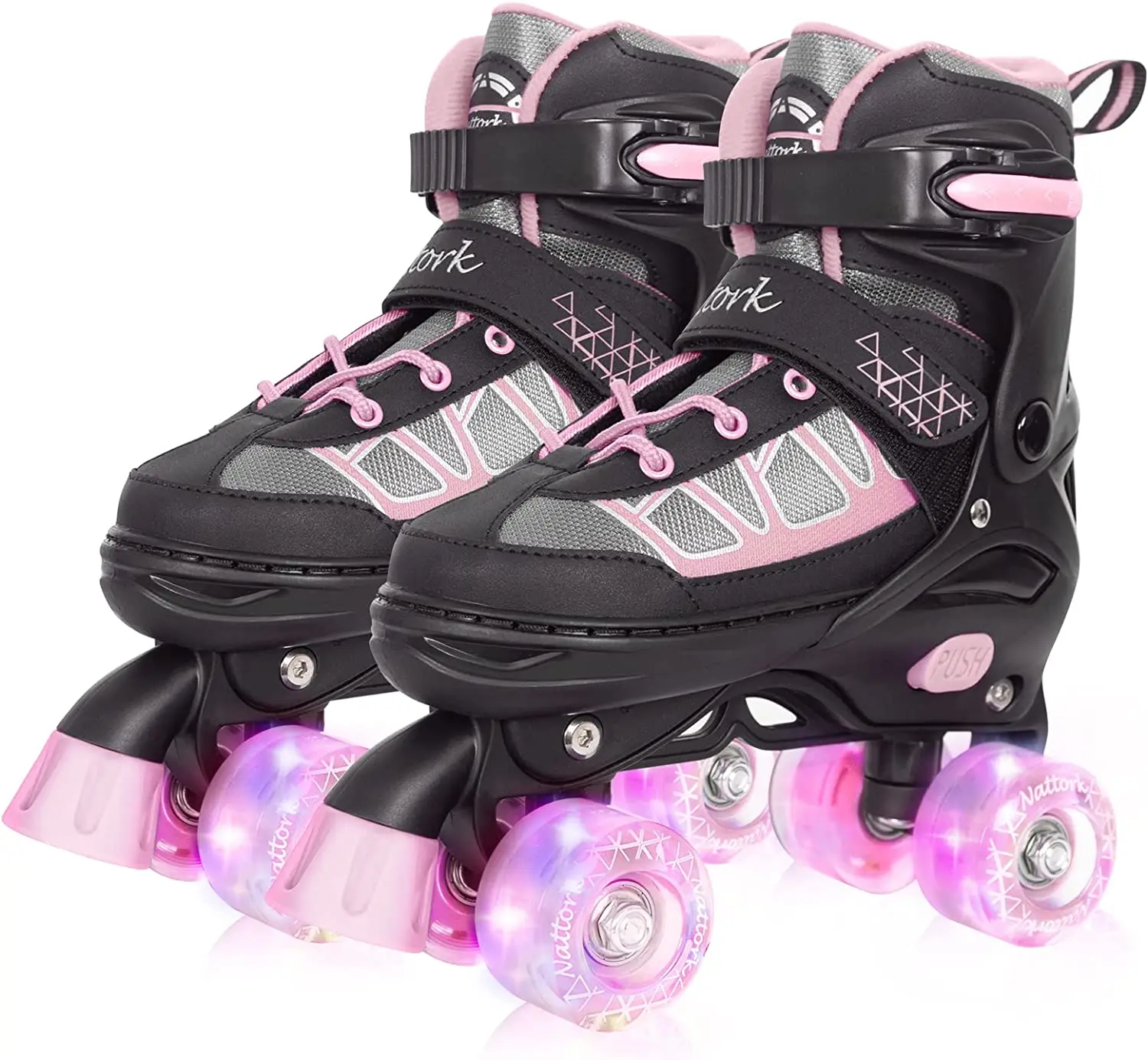 

Регулируемые роликовые коньки Nattork для детей светильник светящимся колесом, наружные и внутренние роликовые коньки с подсветкой для девоче...