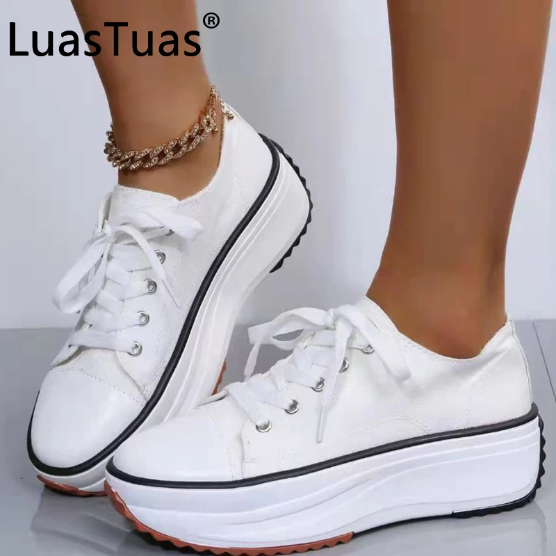 

LuasTuas New Sneakers Women High Platform Lace Up Spring Laddie'S Shoes Fashion Cool Vacation Woman Footwear Size 36-43