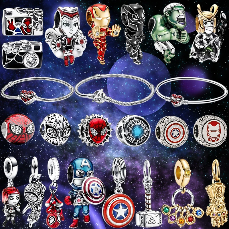 Подходящие шармы-браслеты Pandora Мстители девушки супергерой Человек-паук Бусины