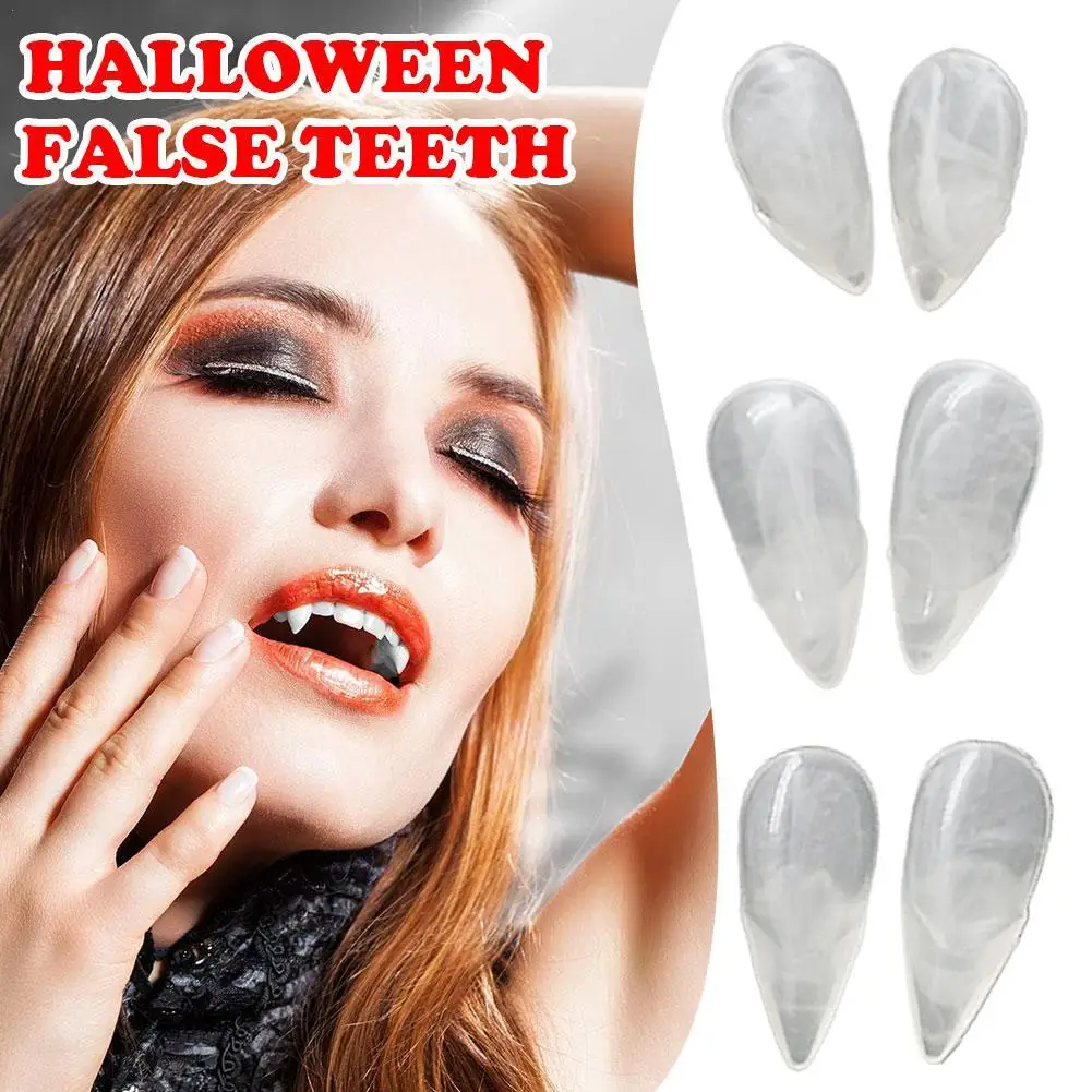 

Прозрачные клыки зубов для Хэллоуина, 1 комплект, реквизит для протезов, костюм для вечеринки, «сделай сам», косплей, страшные подарки друзьям, ведьма, ложные клыки