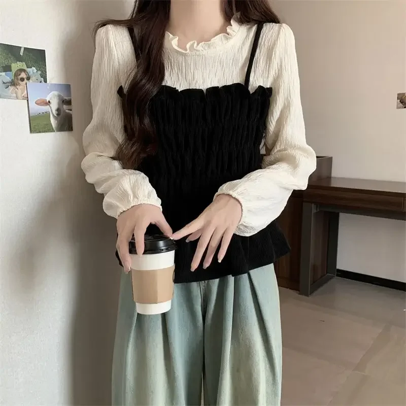 Французская вельветовая рубашка из двух предметов для женщин новый осенний