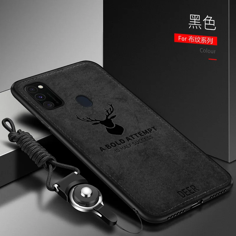 

For Samsung Galaxy M30S Case Luxury Soft Silicone+Hard fabric Deer Cat Protective Back phone Cover Case for samsung m30 M31