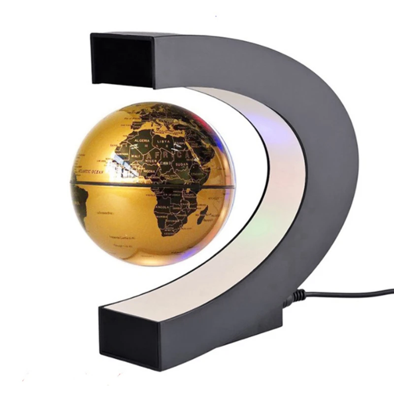 

Floating Globe Globe World Map Magnetic Levitation Globes C-Frame LED English Gold Globe for Kids-US Plug