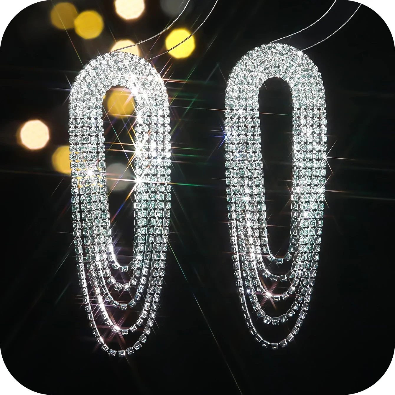 Висячие серьги со стразами для женщин длинные блестящие с кисточками и