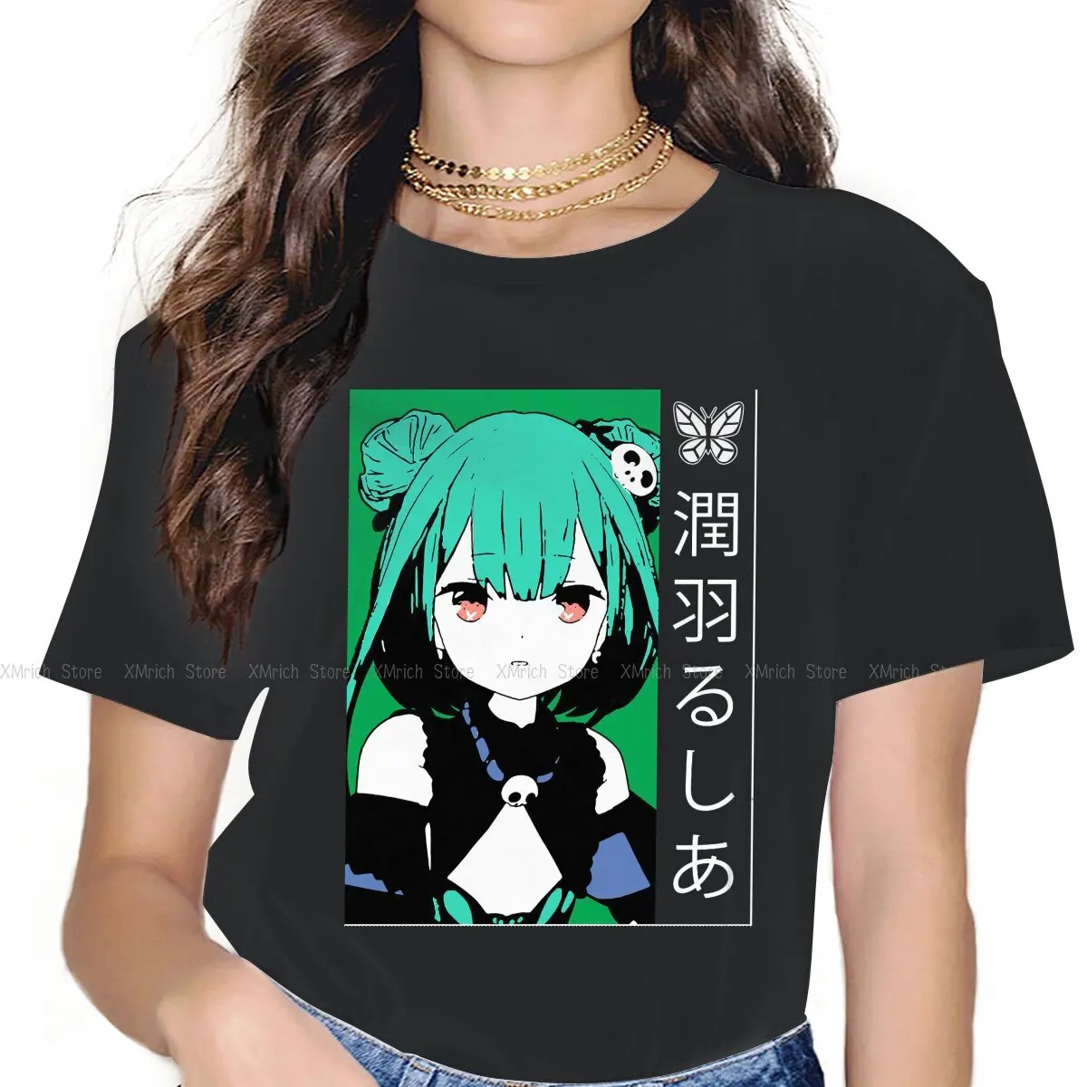 

Uruha Rushia Women Tshirts Hololive VTuber Grunge Vintage Female Clothing Loose Cotton Graphic Tops
