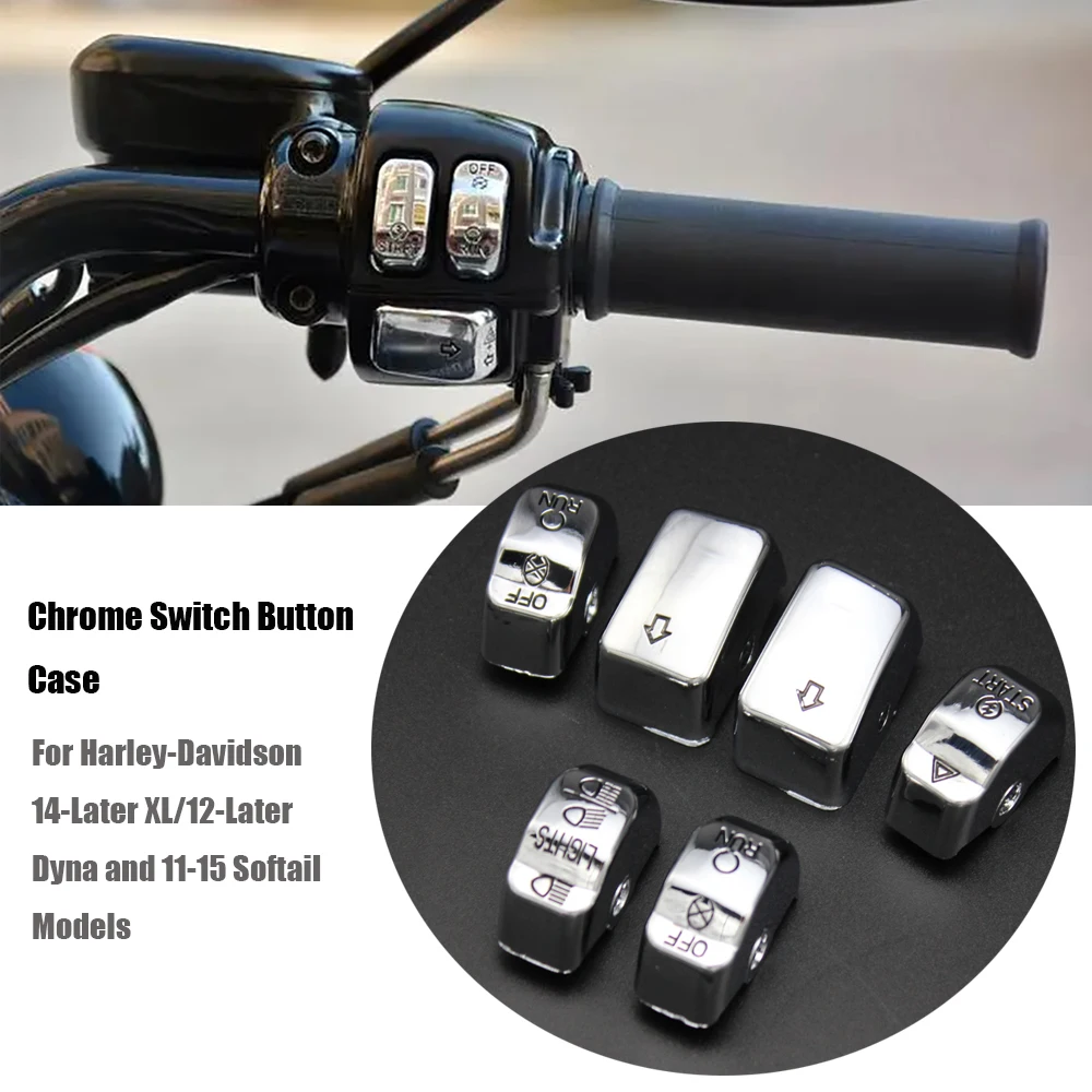 

Хромированная Гравировка кнопки управления переключателем корпуса Крышка подходит для моделей 14-позже XL/12-позже Dyna & 11-15 Softail