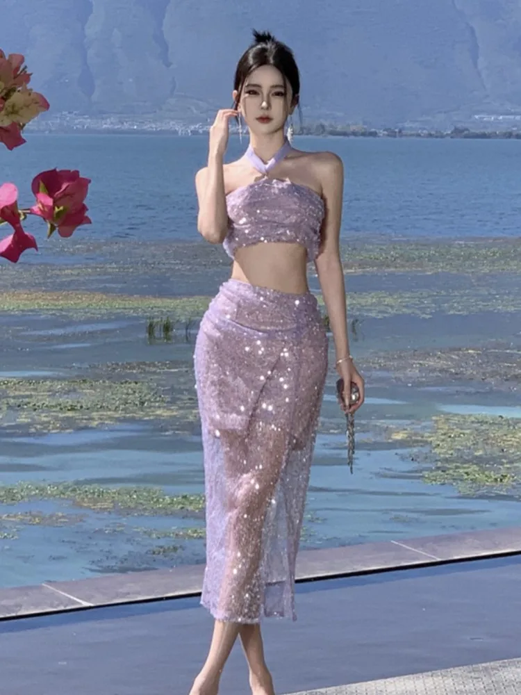 Женский летний костюм ZHANGKUNLIN фиолетовый