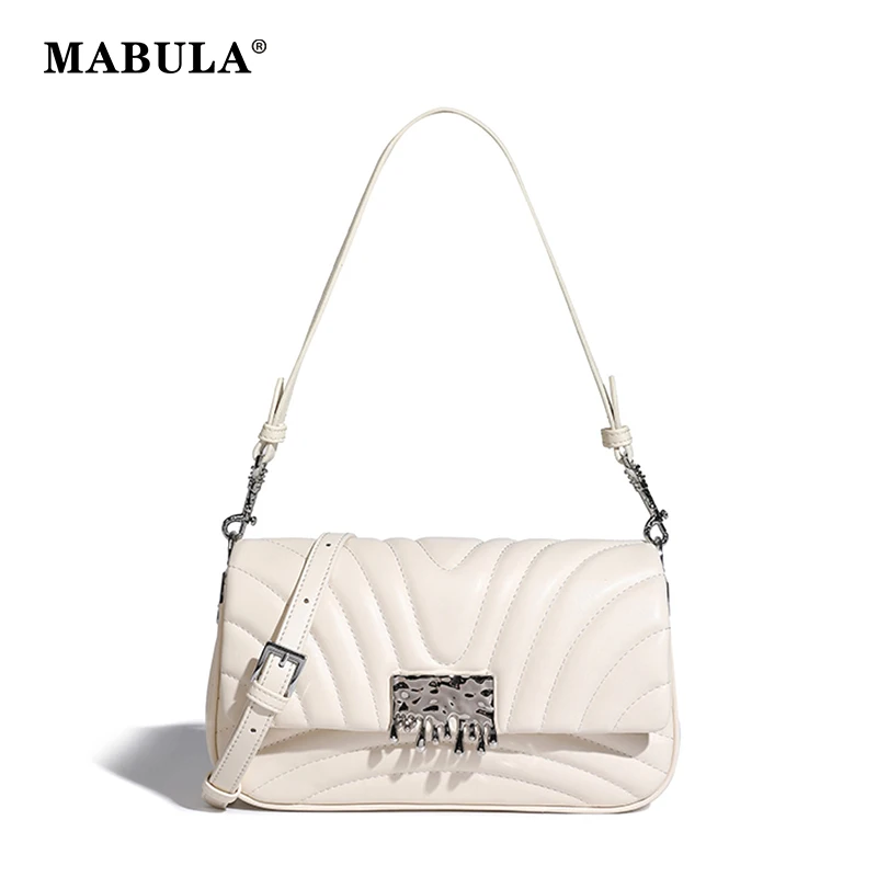 

MABULA Classical Quilted Vegant Leather Clutch Handbags Chic Lock Flap Messenger Bag Casual Underarm Shoulder Purse