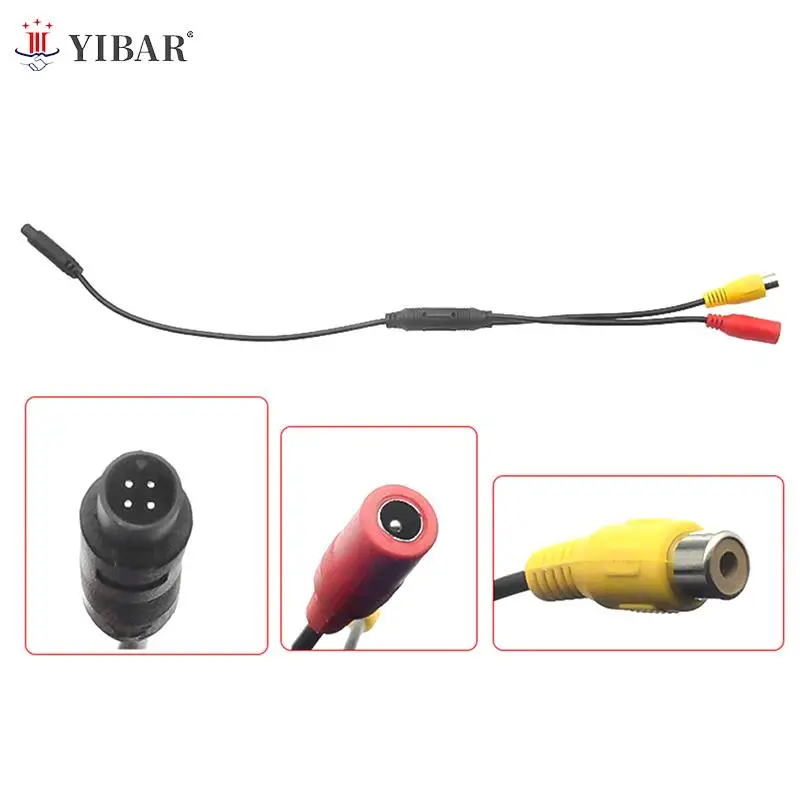 

Car Reverse Backup Camera 4-Pin Male To Female Connector RCA CVBS Wire Signal Power Adapter Harness