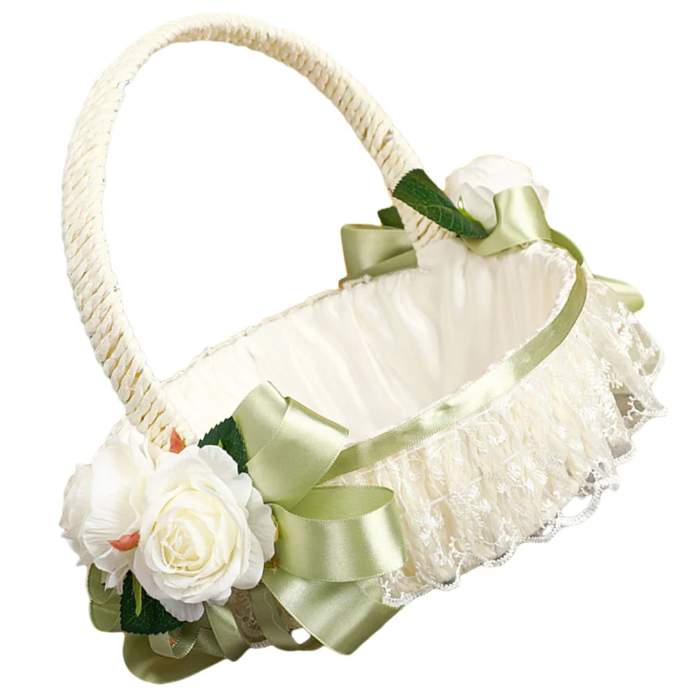 

Decor Wedding Party Supplies Ornament Flower Girl Basket Indoor Bowknot Elegant Small Outdoor Bridesmaid