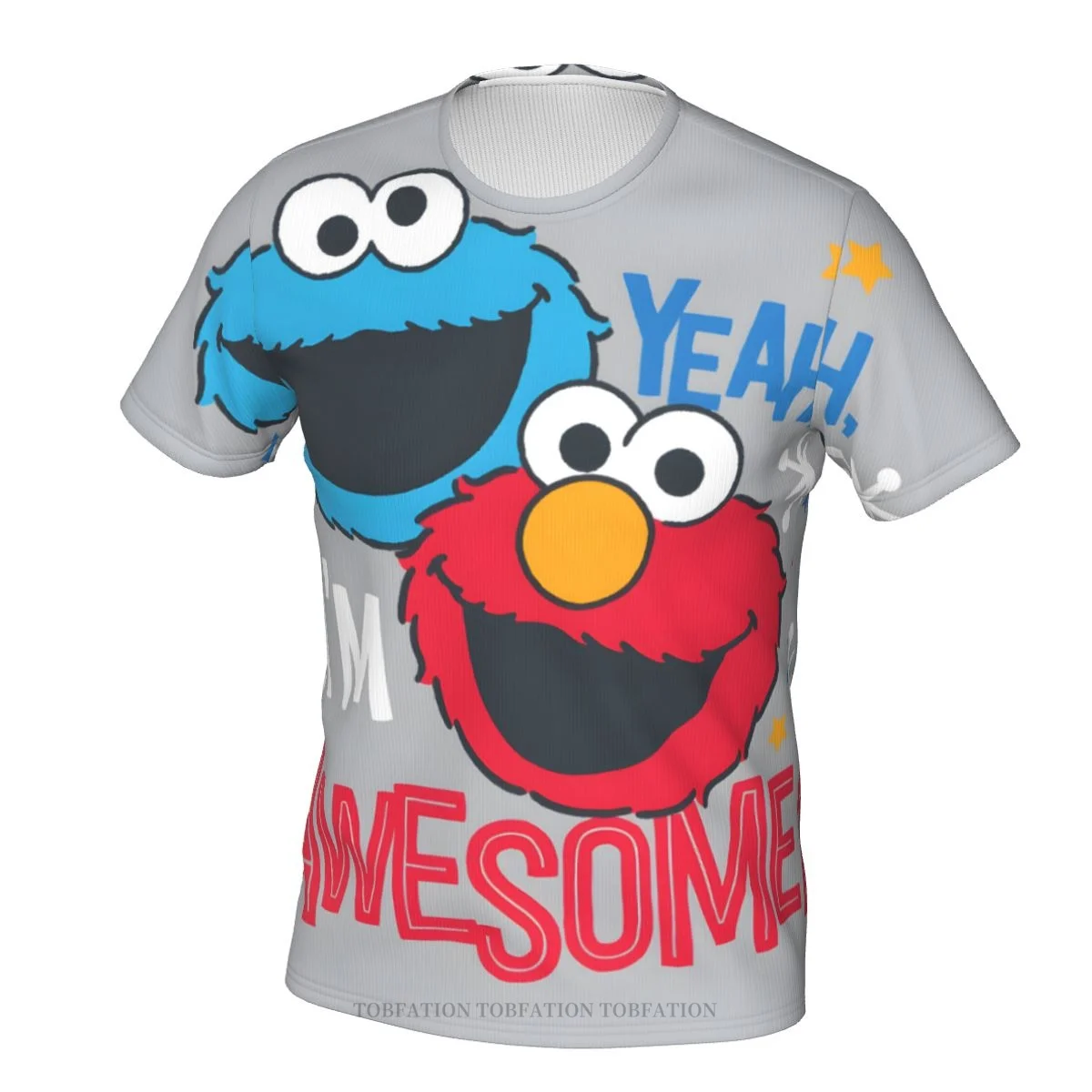 

Cookie Monster Elmo Awesome Sesame Street 80s TV Series 3D Printed Unisex Polyester Men Women Tshirt Loose Fitness Tops