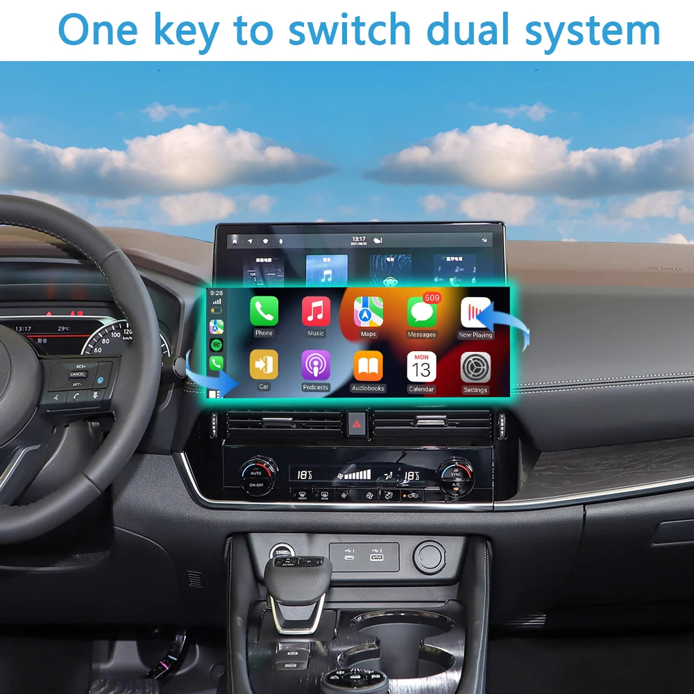 Nissan Apple CarPlay для X-Trail Qashqai ePower 2021-2025 Добавьте беспроводной Android Auto 360-камеру с