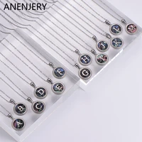 anenjery 316l stainless steel 26 english alphabet necklace black shell alphabet pendant jewelry ladies mens necklace