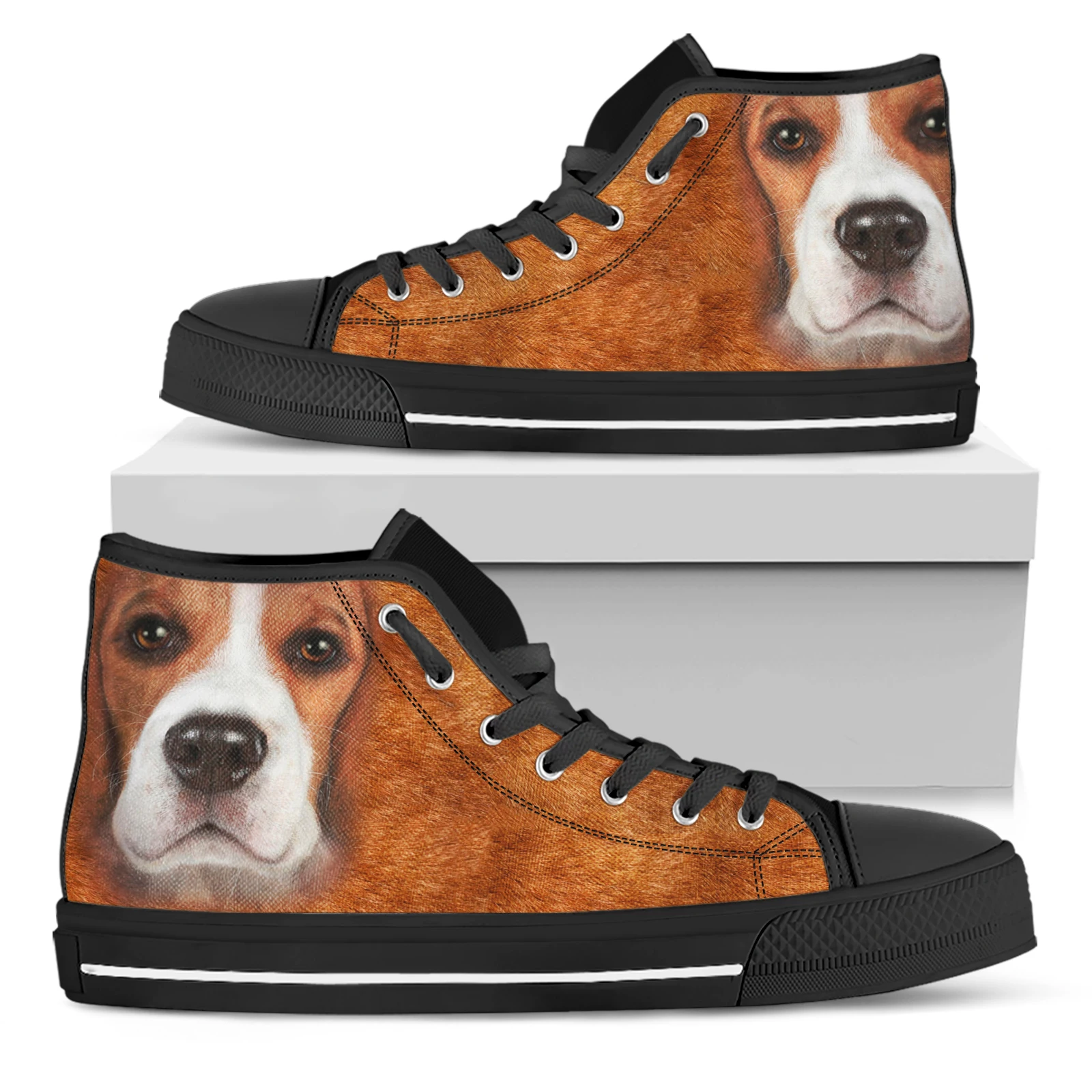 ELVISWORDS 3D Beagle дизайнерские высокие холщовые туфли для девочек женские подарки