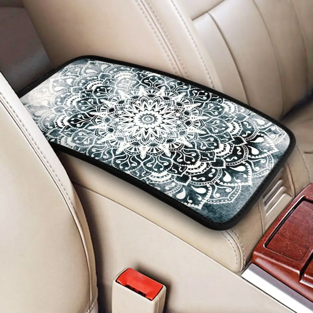 

MANDALALAND Center Console Cover Pad for Cars Mandala Boho Bohemian Pattern Auto Armrest Cover Mat Storage Box Pad Cushion