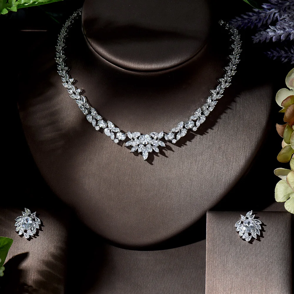 

Fashion Fashion Necklace and Earring 2pcs Set High Quality Zirconia Women Wedding Party Jewelry juego de joyas para mujer N-1382