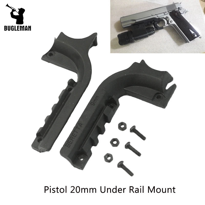 

Bugleman 20mm Under Rail Mount Pistol Rail Adapter Beretta M9 for Flashlight Mount Airsoft Pistol for Hunting Acessories