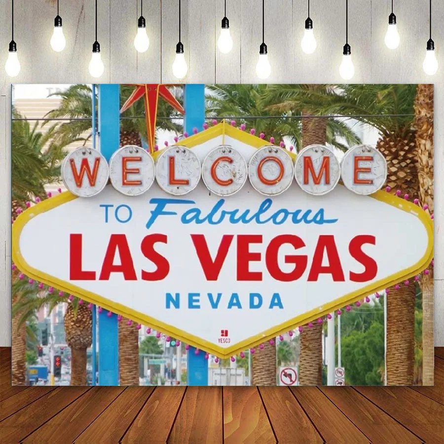 

Las Vegas Party Decorations Casino Theme Party Backdrop for Photoshoot World Famous Nevada Casino Gambiling Birthday Party Table
