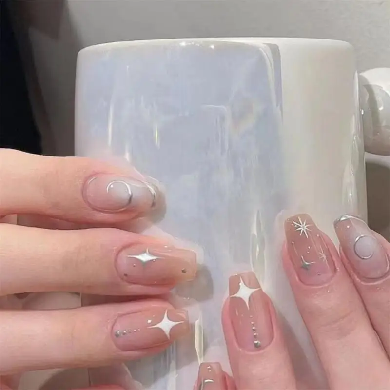 Бронзирующие наклейки в форме сердца для ногтей золотистые серебристые лазерные